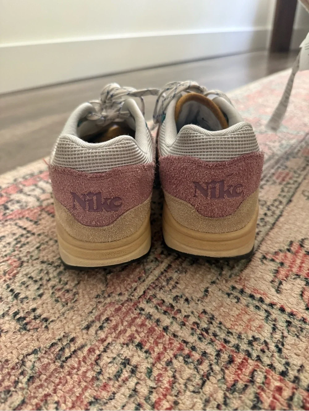 Nike Air Max 1 Beige, Pink, Orange, Blue Suede Mesh Sneaker